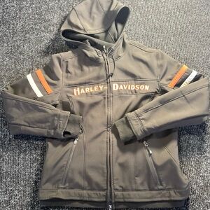 Harley Davidson Women’s XL Softshell Hooded Motorcycle Jacket Black